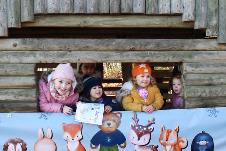 Four children enjoying an outdoor nature trail at Bewl Water