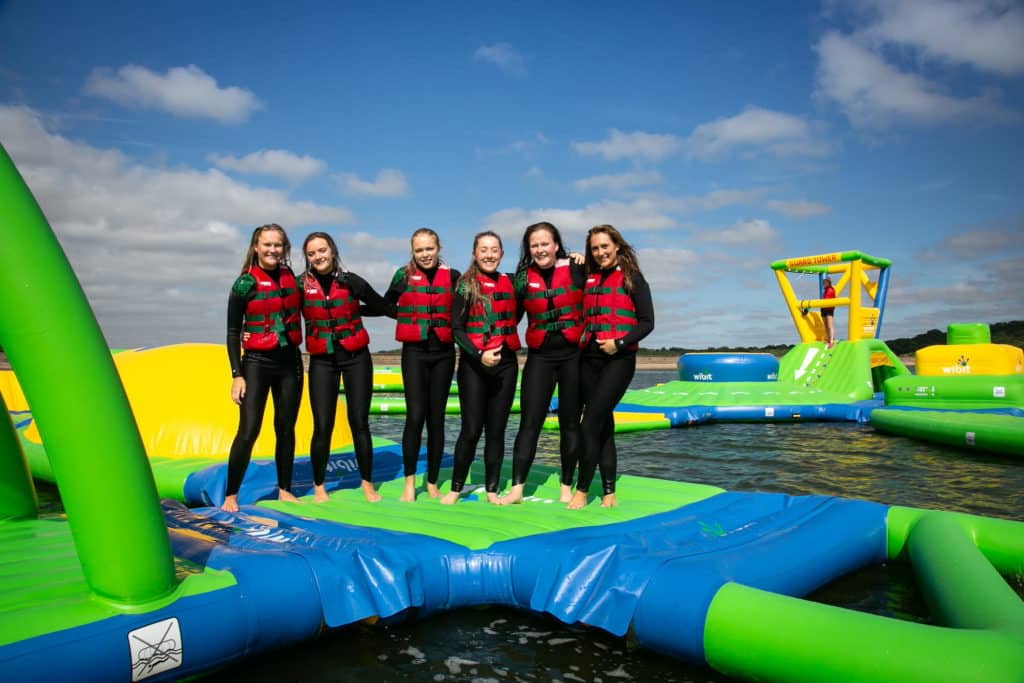 Women on inflatables at Bewl Water