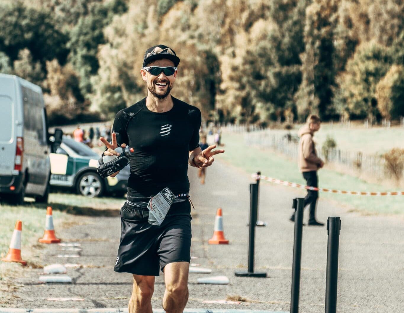 A man running a marathon at Bewl Water